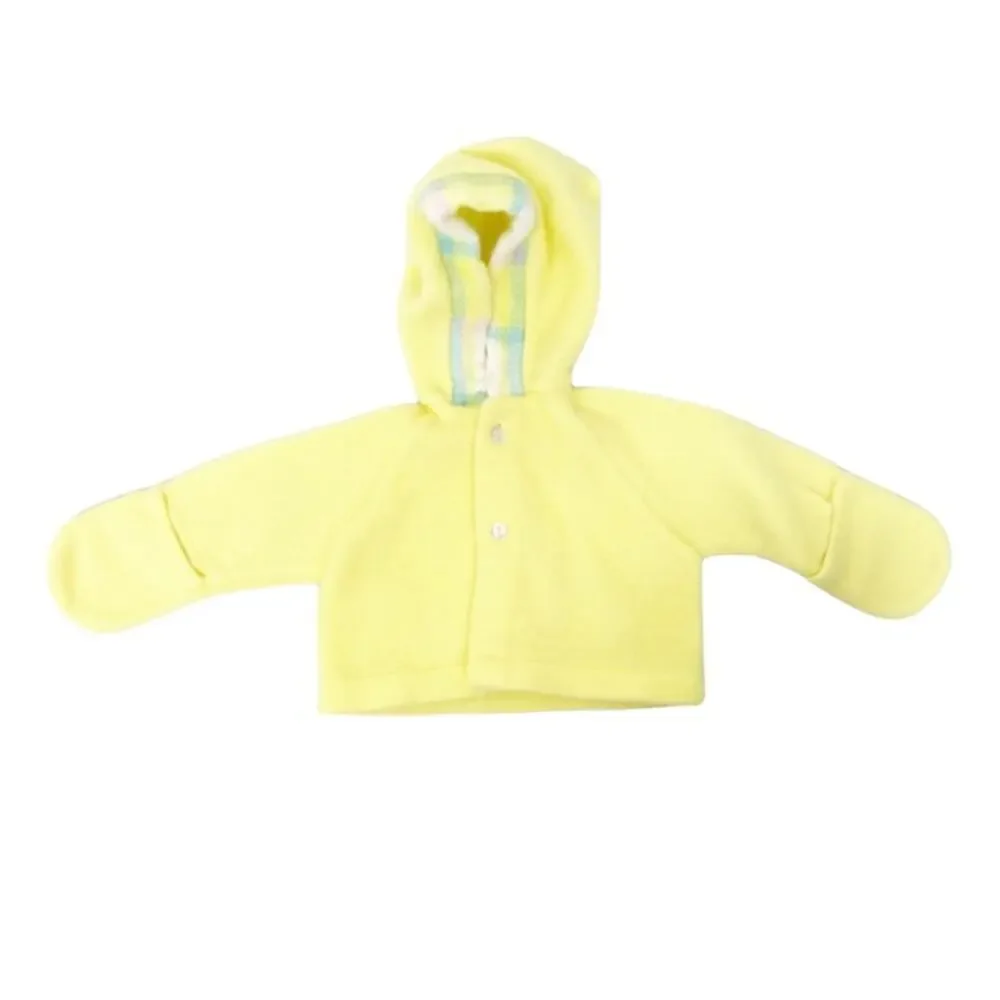 Vintage Yellow Fleece Baby Jacket Mittens